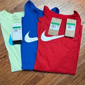 Nike Red, Blue, and Light Green Tees